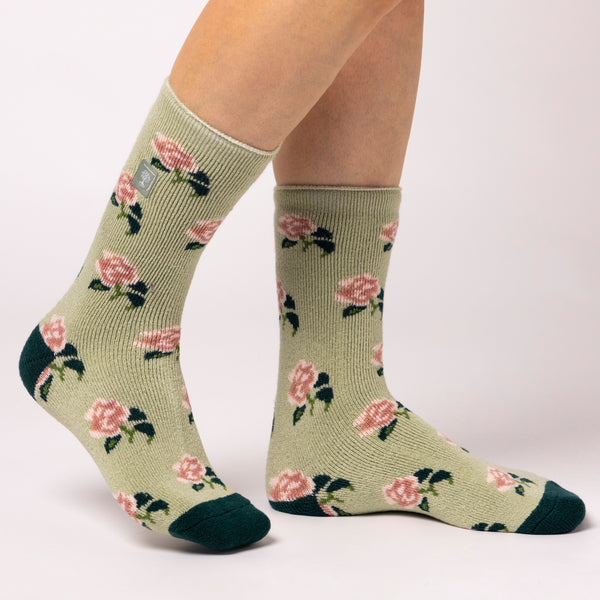 Damen Lite Jacquard Socken RHS Roses - Salbei