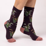 Damen Lite Jacquard Socken RHS Schneeglöckchen - Mulberry