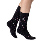 Damen Ultra Lite Turlan Spots Socken – Schwarz und Heather Rose