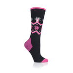 Chaussettes longues de ski et de sports de neige Ultra Lite pour femmes - Fairisle noir et rose