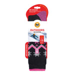 Chaussettes longues de ski et de sports de neige Ultra Lite pour femmes - Fairisle noir et rose