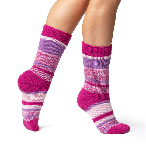 Chaussettes Bosworth Twist Stripe originales pour femmes - Rose et violet