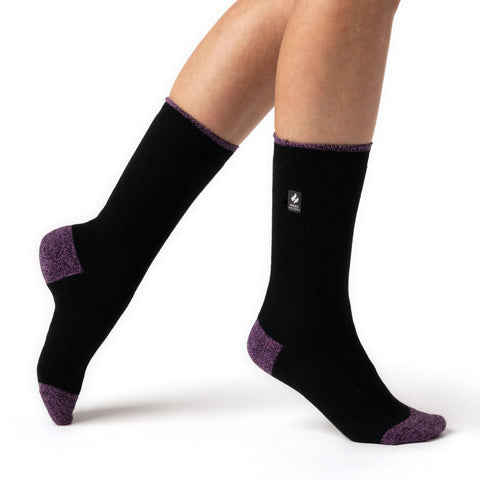 Chaussettes à talon et orteils Ultra Lite Oia pour femmes - Noir et violet