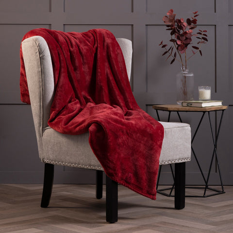 Luxury Fleece Thermal Blanket/Throw - Cranberry